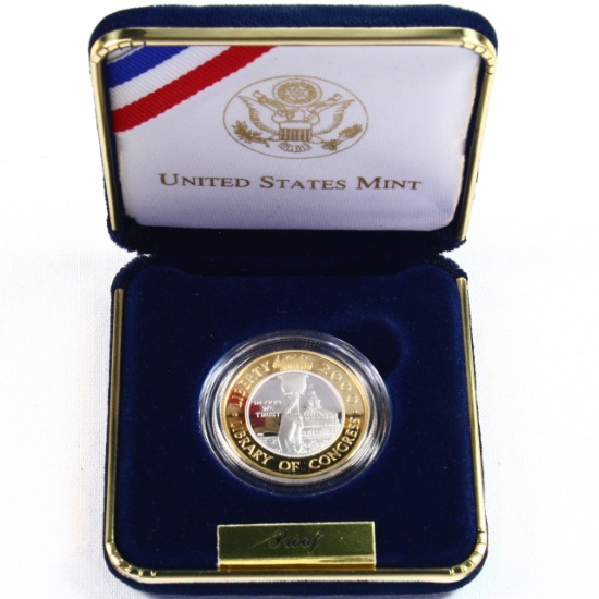 2000-W U.S. proof Library of Congress commemorative bi-metallic platinum & gold $10 coin