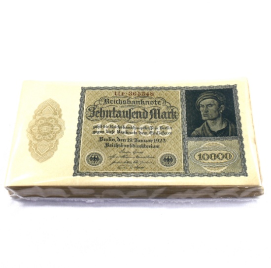 Lot of 100 1922 Germany 10,000 mark "vampire" banknotes