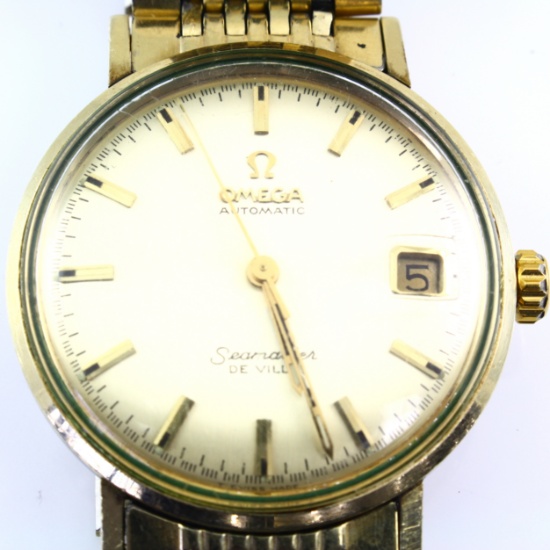 Authentic vintage Omega De Ville Automatic 14K yellow gold & stainless steel wristwatch