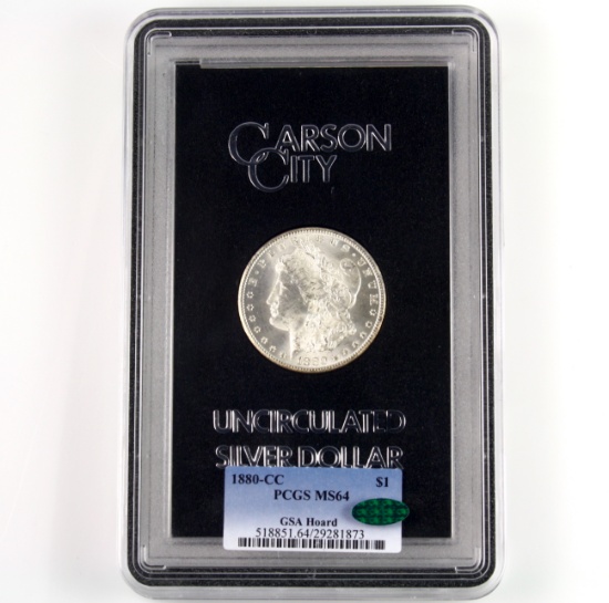 Certified 1880-CC U.S. GSA Morgan silver dollar