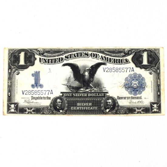 1899 U.S. $1 large size "black eagle" blue seal silver certificate banknote