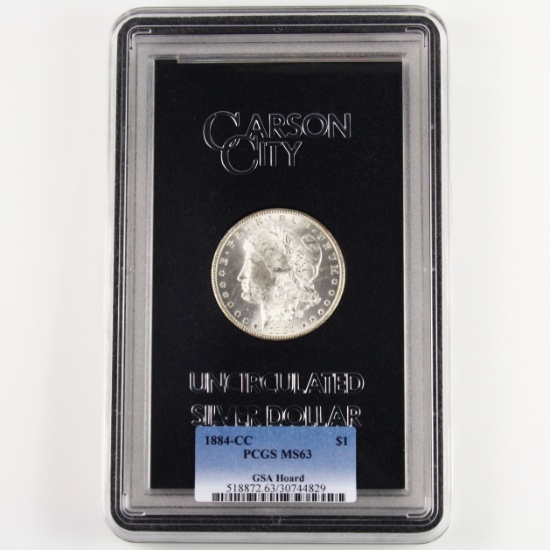 Certified 1884-CC U.S. GSA Morgan silver dollar