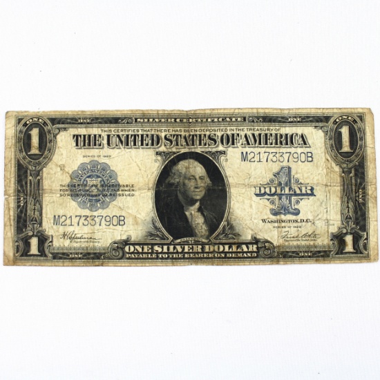 1923 U.S. $1 large size blue seal silver certificate banknote