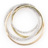 Estate 14K yellow, white & rose gold diamond entangled circle pendant