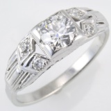 Vintage Art Deco unmarked 14K white gold diamond ring