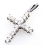 Estate 18K white gold diamond cross pendant