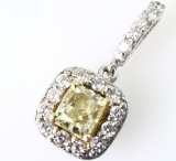 Vintage 14K white & yellow gold diamond halo pendant