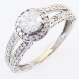 Estate 14K white gold diamond halo ring