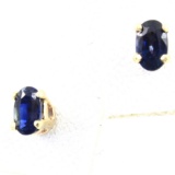 Pair of 14K yellow gold natural sapphires stud earrings