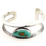 Estate sterling silver Native American turquoise cuff bracelet