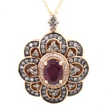 Estate Le Vian 14K rose gold diamond & tourmaline pendant
