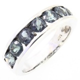 Estate 14K white gold natural alexandrite band ring