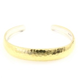 Authentic estate Gurhan sterling silver & 22K yellow gold vermeil hammered cuff bracelet