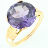 Vintage unmarked 14K yellow gold leaf alexandrite ring