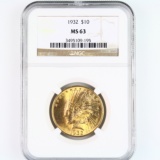 Certified 1932 U.S. $10 Indian head gold coin