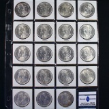 Near-complete 19-piece roll of uncirculated 1886 U.S. Morgan silver dollars