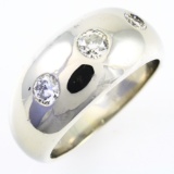 Estate 14K white gold diamond domed band ring