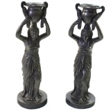 Pair of vintage Greek-design pewter candleholders