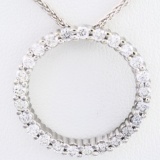 Estate unmarked 14K white gold diamond eternity necklace pendant