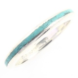 Authentic estate Tiffany & Co. sterling silver & blue enamel band ring