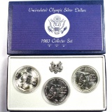 1983 3-piece U.S. uncirculated Olympic silver dollar set