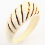 Vintage genuine ivory & 14K yellow gold accent shrimp ring