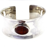 Estate sterling silver amber bracelet