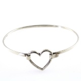 Estate James Avery sterling silver heart bangle charm bracelet