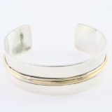 Estate James Avery 14K yellow gold & sterling silver Camino retired cuff bracelet