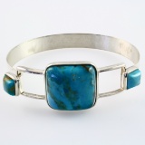 Estate Desert Rose Trading sterling silver turquoise hinged bangle bracelet