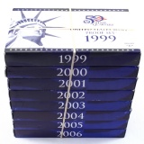 Continuous run of 8 1999-2006 U.S. proof sets