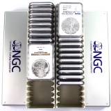 Complete 32-piece certified 1986-2017 U.S. American Eagle silver dollar set
