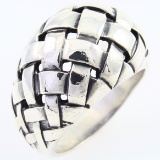 Estate James Avery sterling silver retired woven basket dome ring