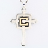 Estate James Avery 14K yellow gold & sterling silver retired “C” cross necklace