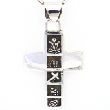 Estate John Roger Navajo Native American sterling silver Story of Christ cross necklace