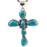 Estate Raymond Delgarito & R.B. Shop Native American sterling silver turquoise cross necklace