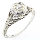 Vintage Art Deco 18K white gold diamond ring