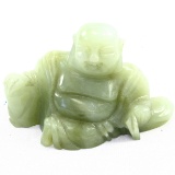 Vintage apple green jade sitting Buddha figurine