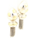 Estate Omega A 18K yellow gold & sterling silver tassel earrings
