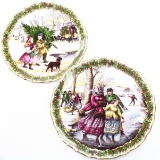 Pair of like-new Spode Victorian Christmas series fine bone china plates