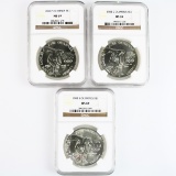 Complete certified 3-piece P-D-S set of 1983 U.S. Olympics commemorative silver dollars