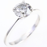 Estate 14K white gold diamond solitaire ring