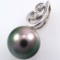 Estate 14K white gold diamond & Tahitian pearl pendant