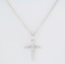 Estate 14K white gold diamond cross pendant necklace