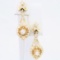 Pair of estate Art Deco-style 14K yellow gold diamond dangle earrings