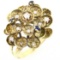 Vintage 18K yellow gold diamond & sapphire flower ring