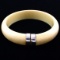 Estate genuine ivory bangle bracelet with sterling silver accents