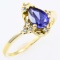 Estate 14K yellow gold diamond & purple CZ ring