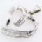 Estate 10K white gold diamond heart pendant