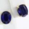 Pair of estate 14K yellow gold sapphire stud earrings